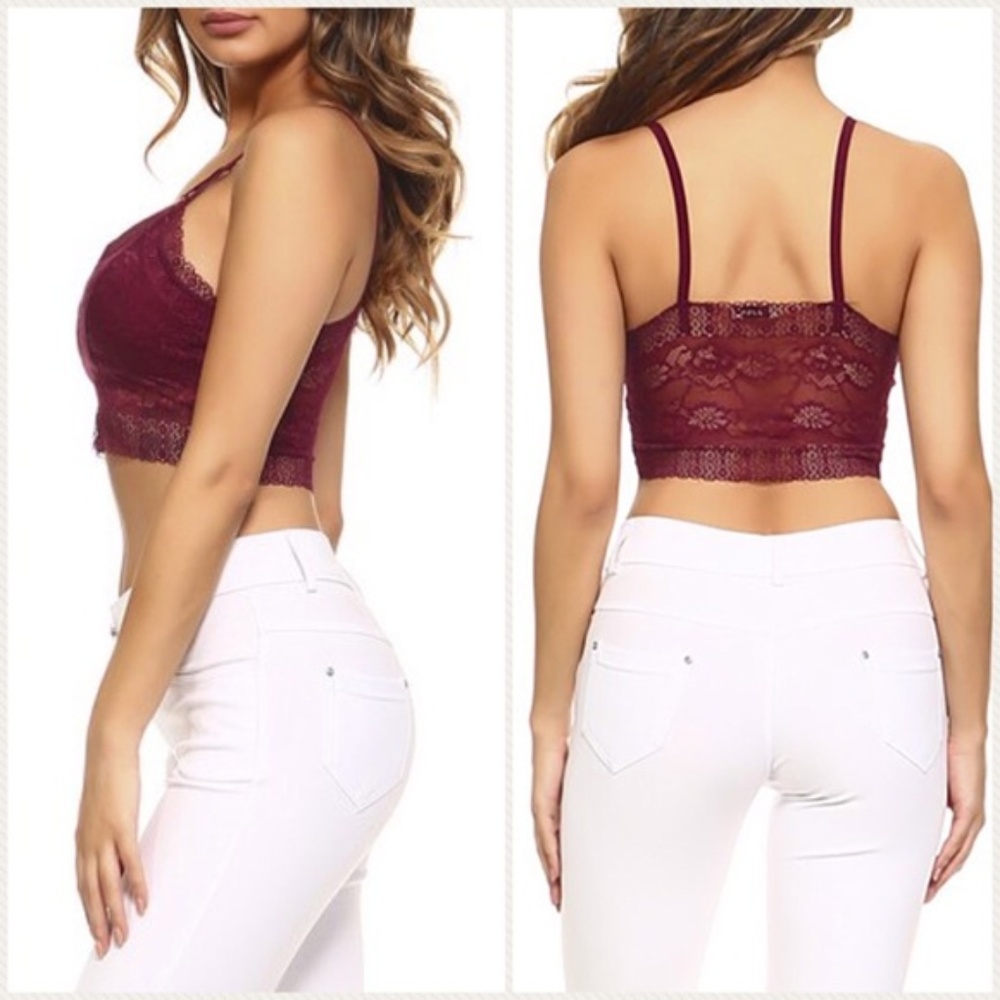 BEAUTIFUL BURGUNDY PLUM LACE BRALETTE - Picture 2 of 5